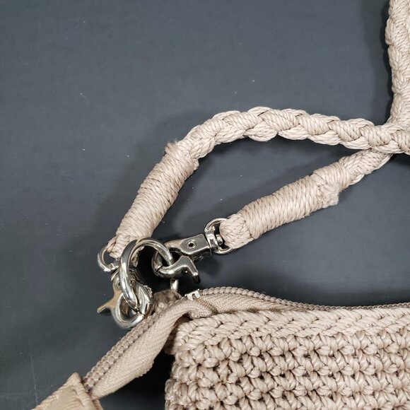 The SAK Crochet Hobo Purse Handbag Woven Bag Tan Crossbody Pockets Zip - Picture 4 of 10